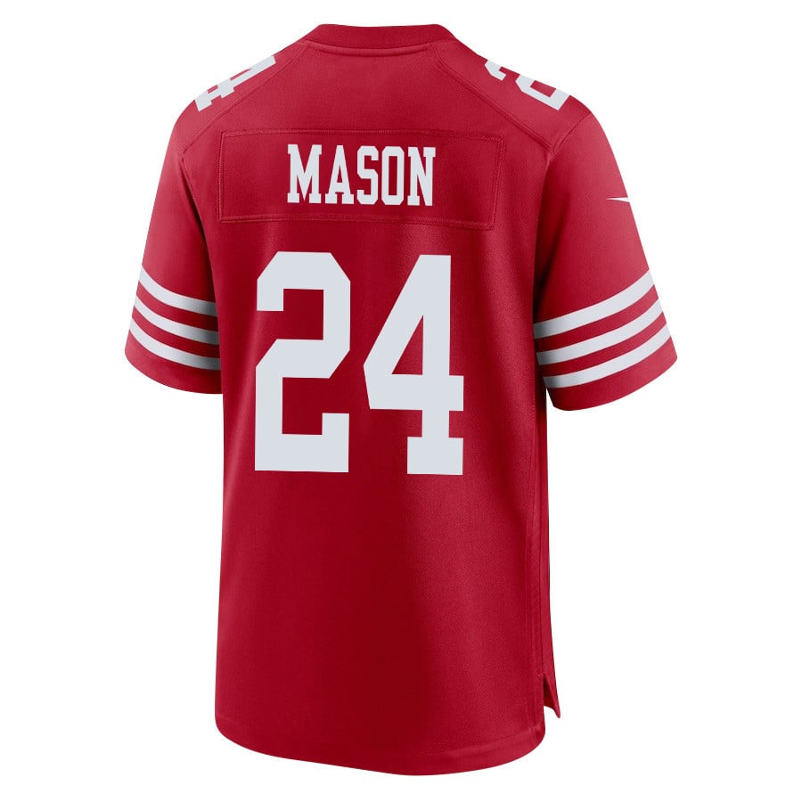 Jordan Mason #24 San Francisco 49ers Game Jersey - Men's | Scarlet - Image 3