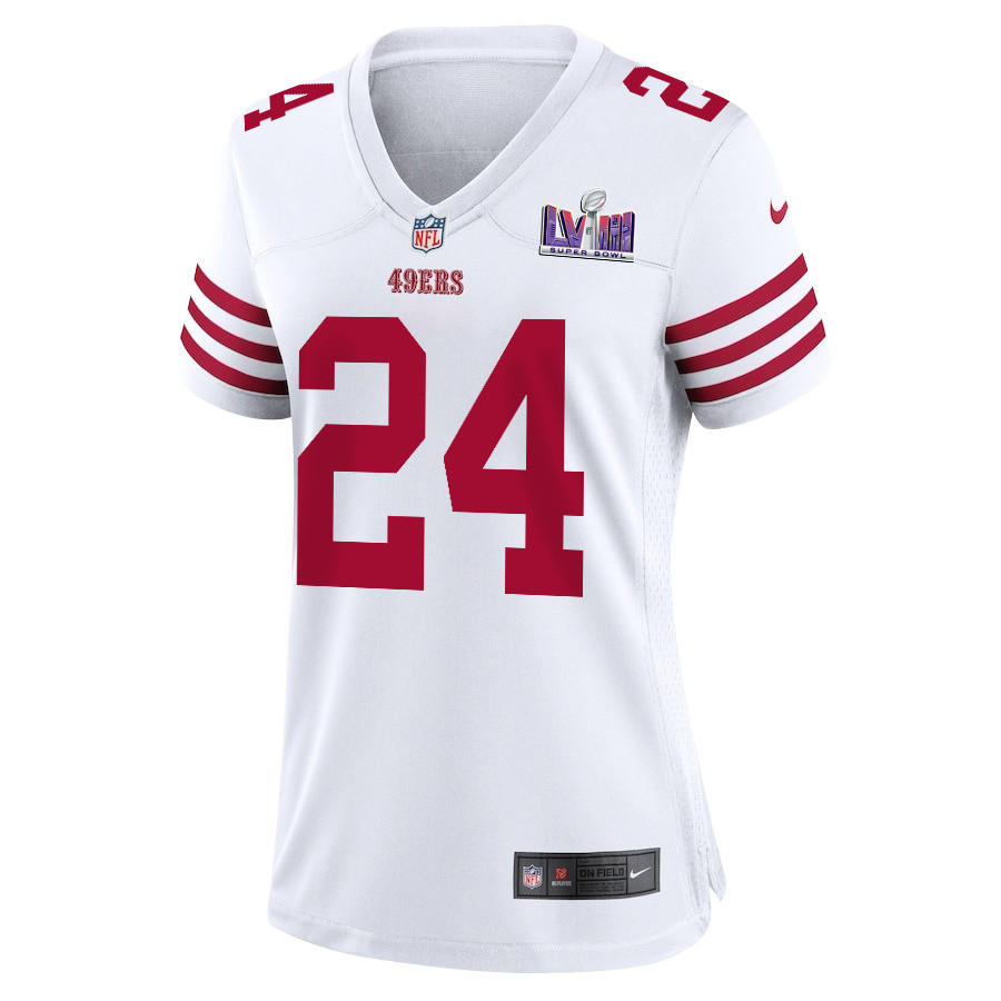 Alternative view of Jordan Mason #24 San Francisco 49ers Super Bowl LVIII Patch Game Jersey - Women's | White