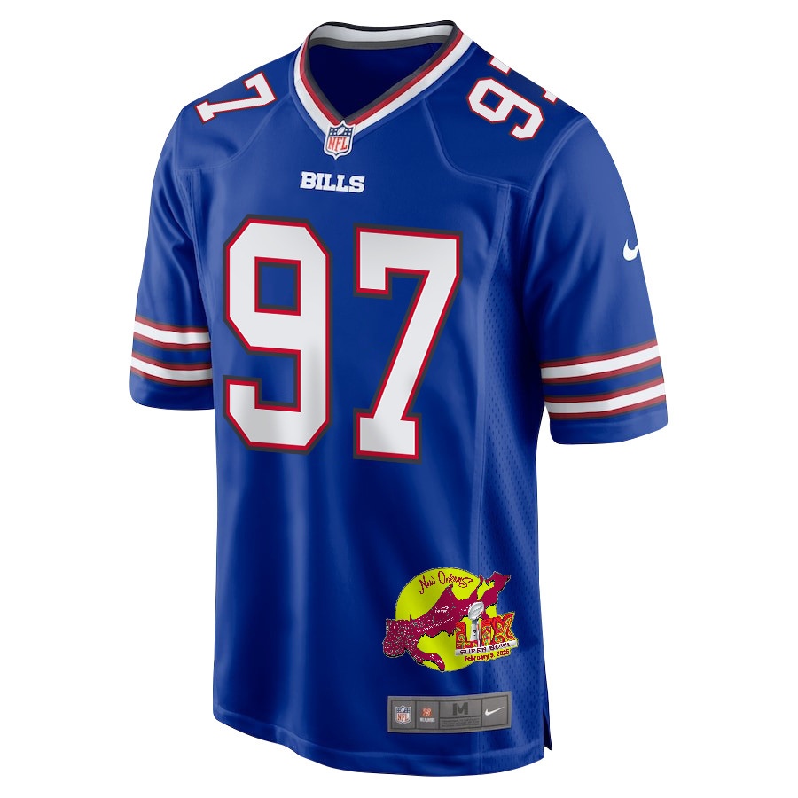 Jordan Phillips #97 Buffalo Bills Super Bowl LIX Game Jersey - Men's | Royal - Image 3