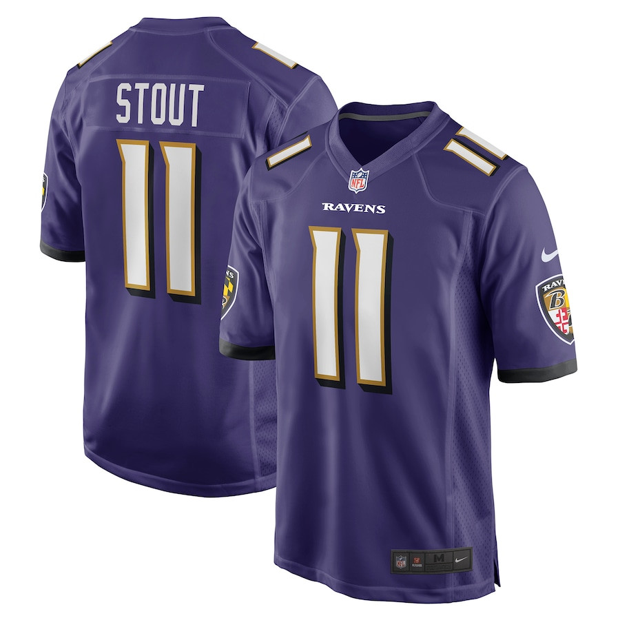 Jordan Stout #11 Baltimore Ravens Game Jersey - Men's | Purple