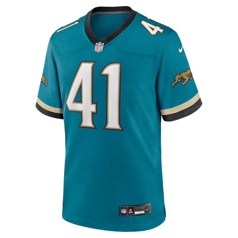 Alternative view of Josh Hines-Allen #41 Jacksonville Jaguars Throwback Game Jersey - Men's | Teal