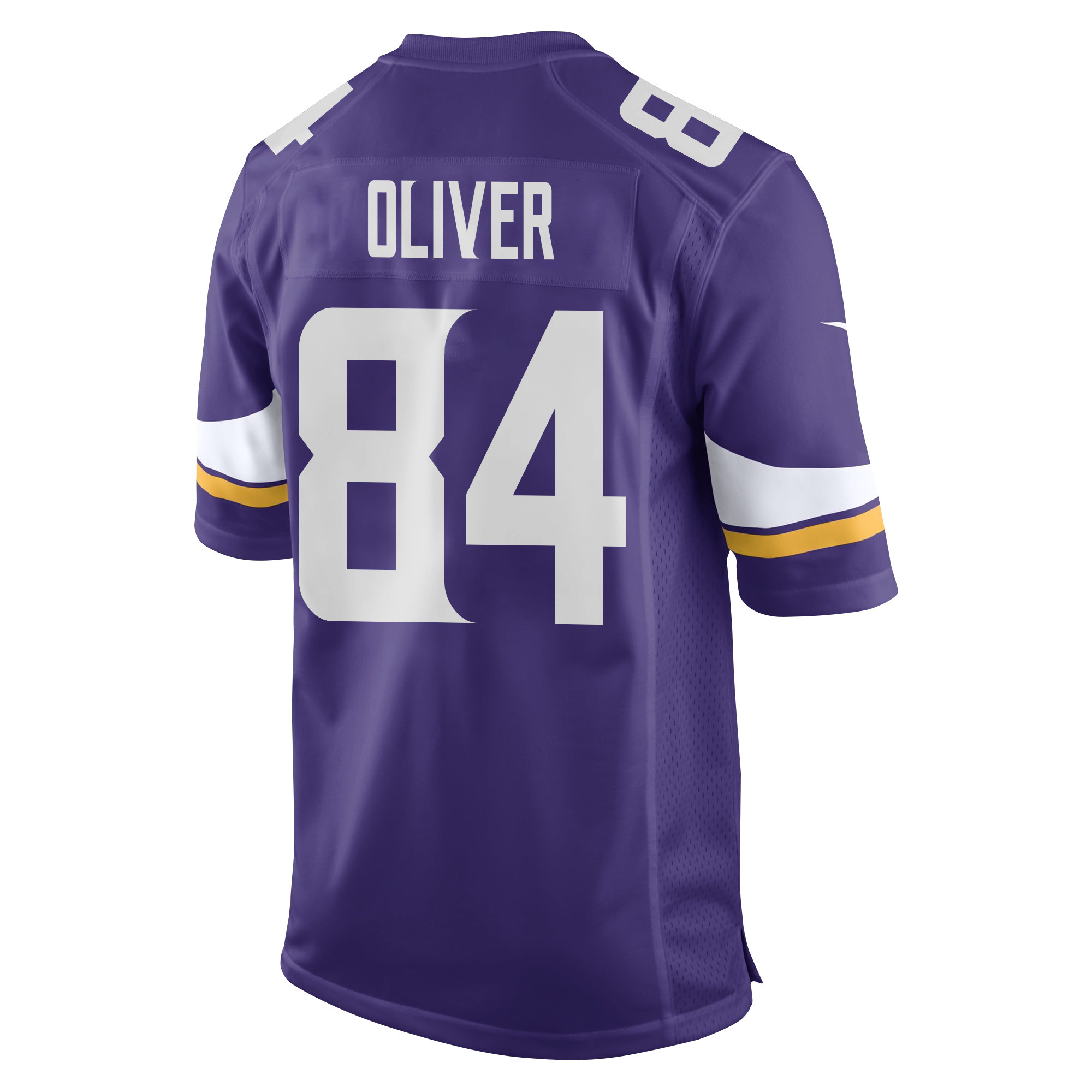 Alternative view of Josh Oliver #84 Minnesota Vikings Super Bowl LIX Game Jersey - Men's | Purple