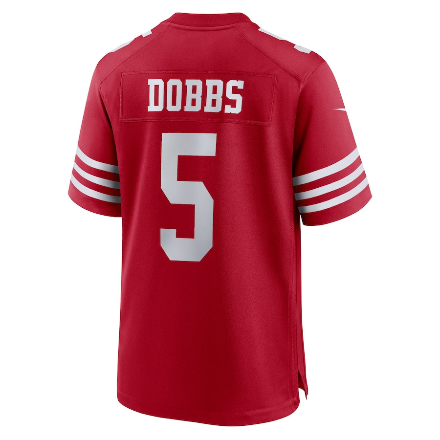 Joshua Dobbs #5 San Francisco 49ers Game Jersey - Men's | Scarlet - Image 3