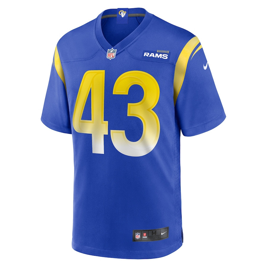 Alternative view of Joshua Karty #43 Los Angeles Rams Game Jersey - Men's | Royal