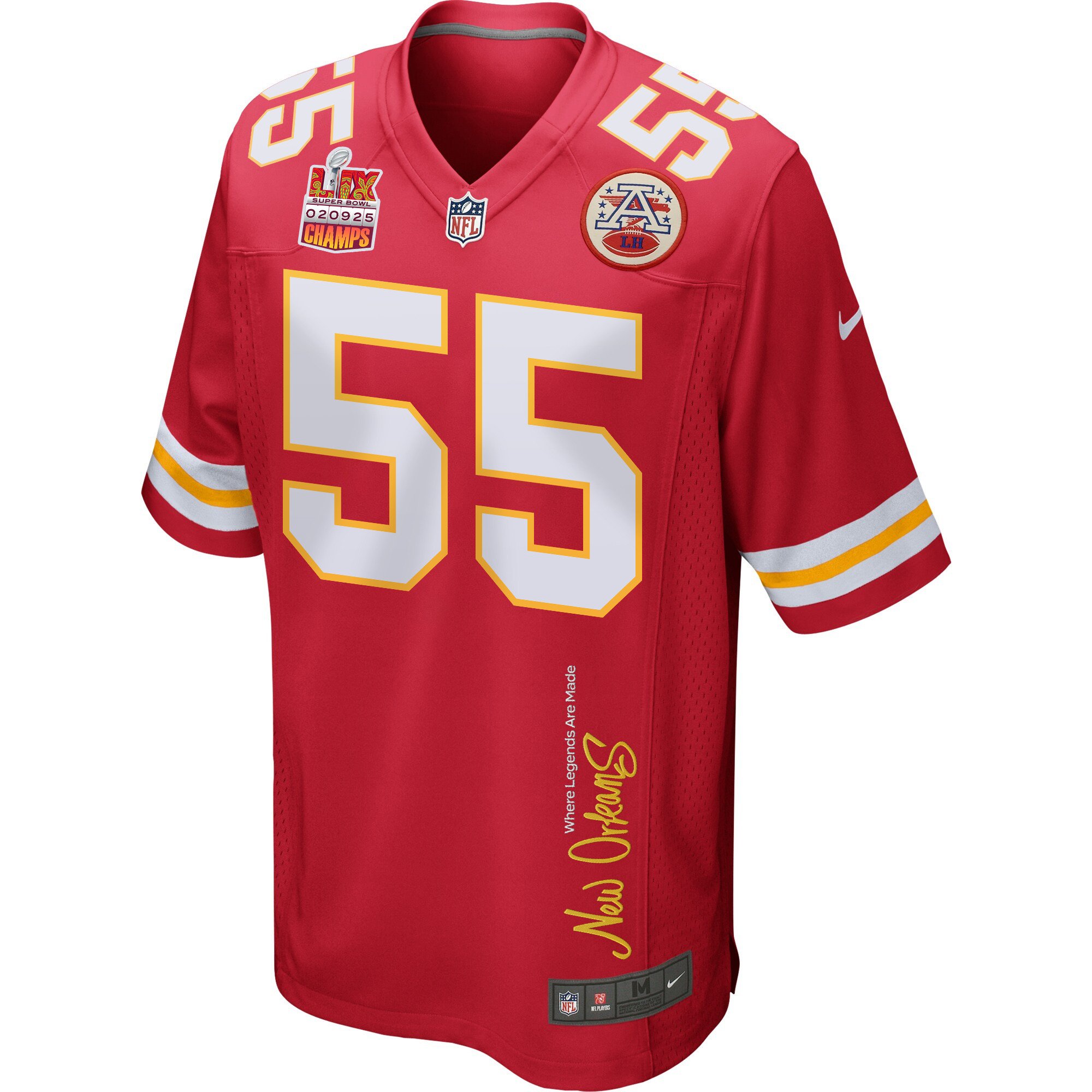 Joshua Uche #55 Kansas City Chiefs Super Bowl LIX Champions Patch Legend Jersey - Men's | Red - Image 3