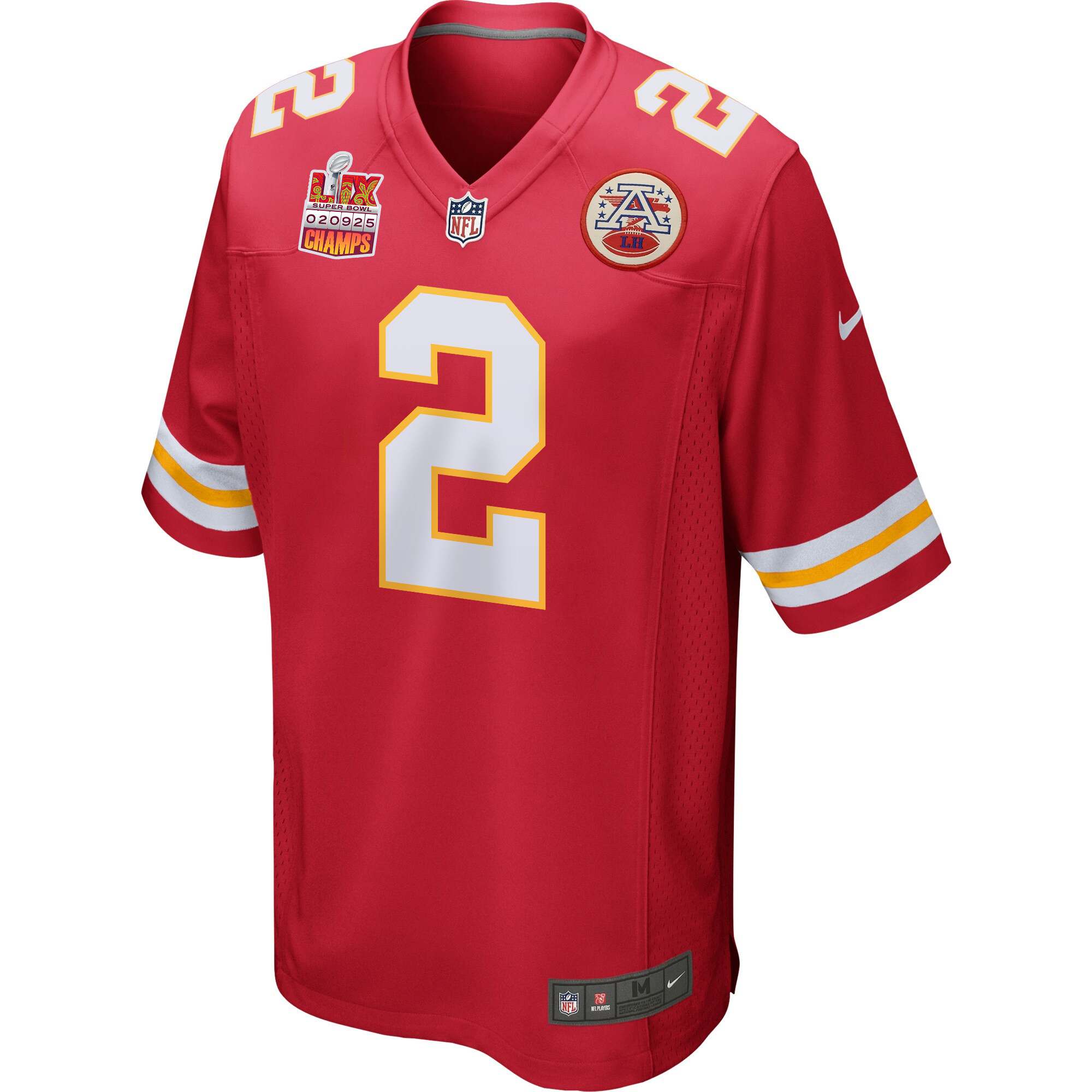 Joshua Williams #2 Kansas City Chiefs Super Bowl LIX Champions Patch Game Jersey - Men's | Red - Image 3