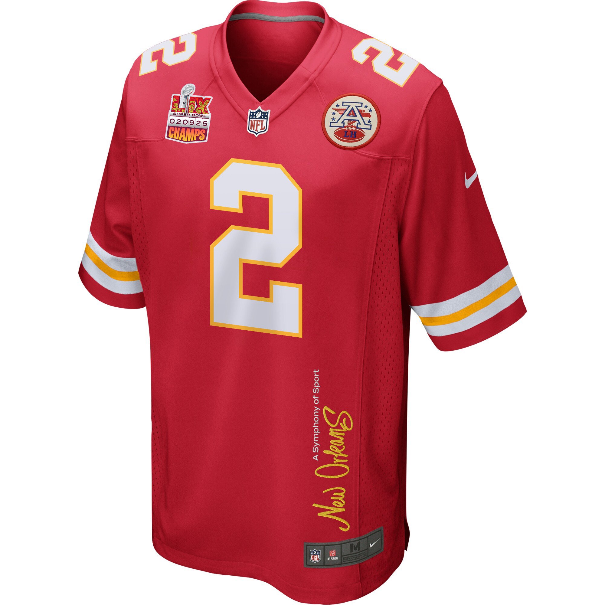 Joshua Williams #2 Kansas City Chiefs Super Bowl LIX Champions Patch Game Jersey - Men's | Red - Image 3