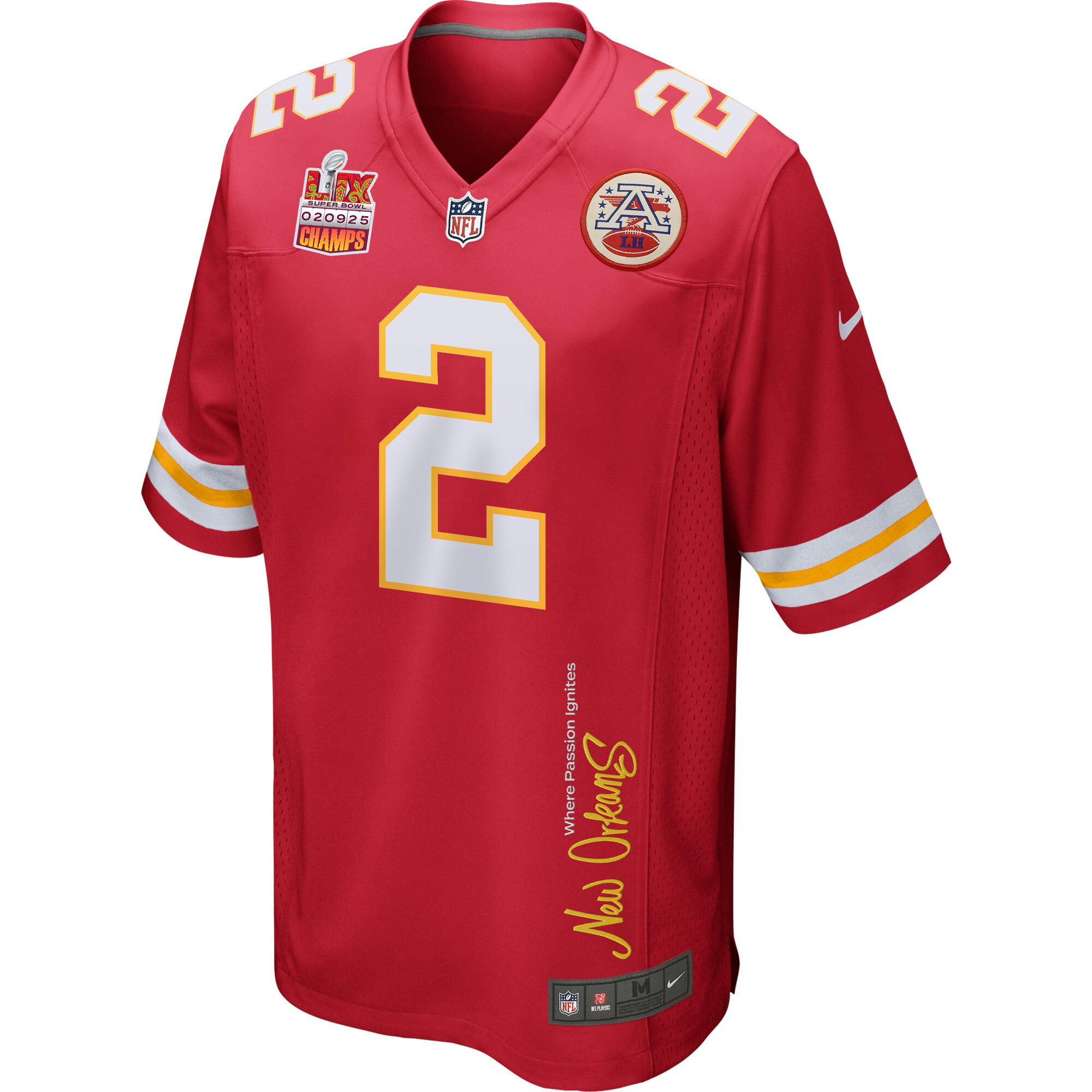 Joshua Williams #2 Kansas City Chiefs Super Bowl LIX Champions Patch Game Jersey - Men's | Red - Image 3