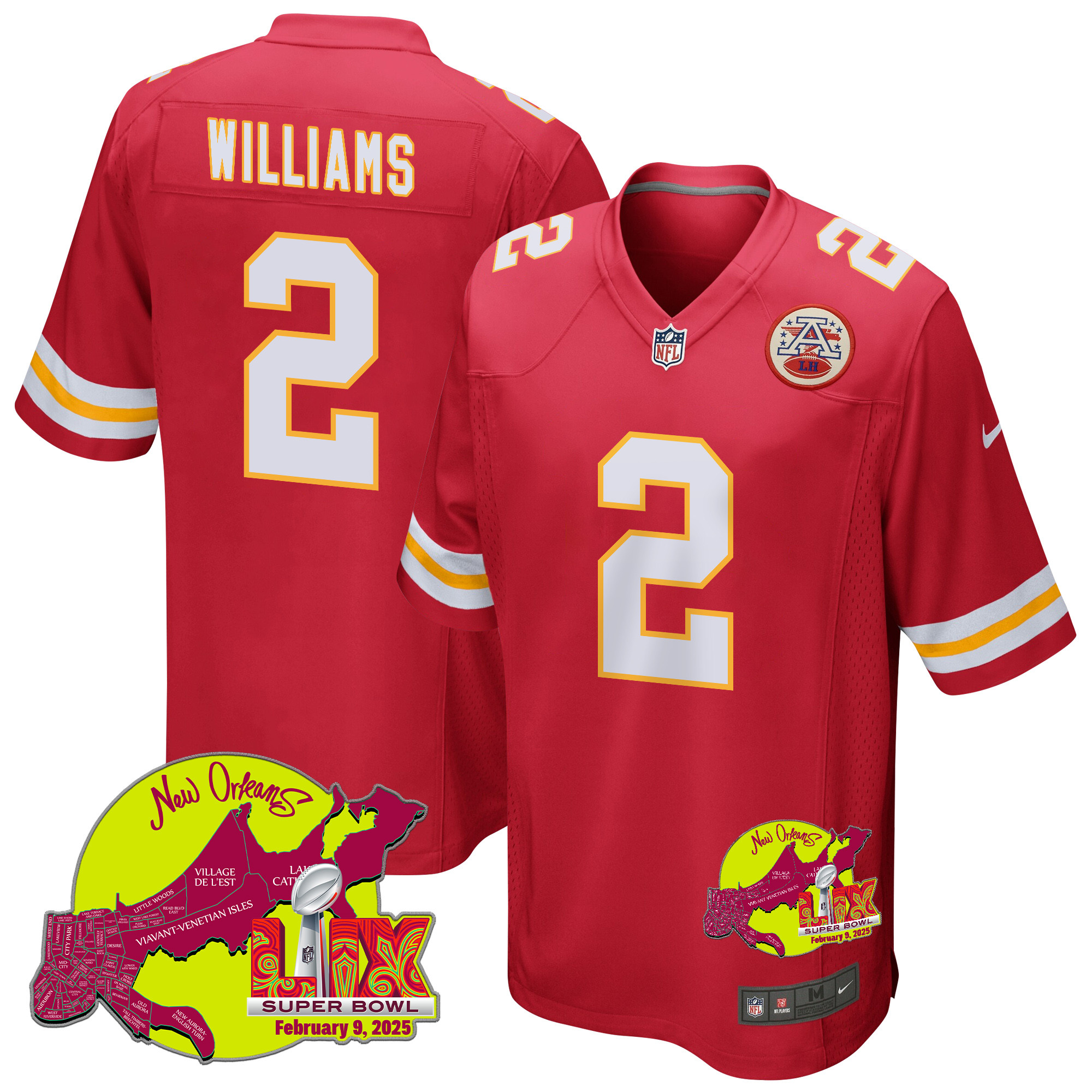 Joshua Williams #2 Kansas City Chiefs Super Bowl LIX Game Jersey - Men's | Red