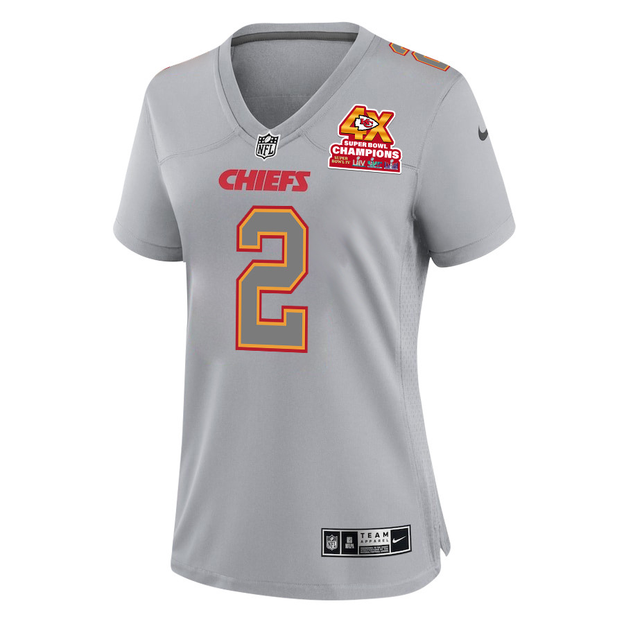 Joshua Williams #2 Kansas City Chiefs Super Bowl LVIII Champions 4X Game Jersey - Women's | Gray - Image 2