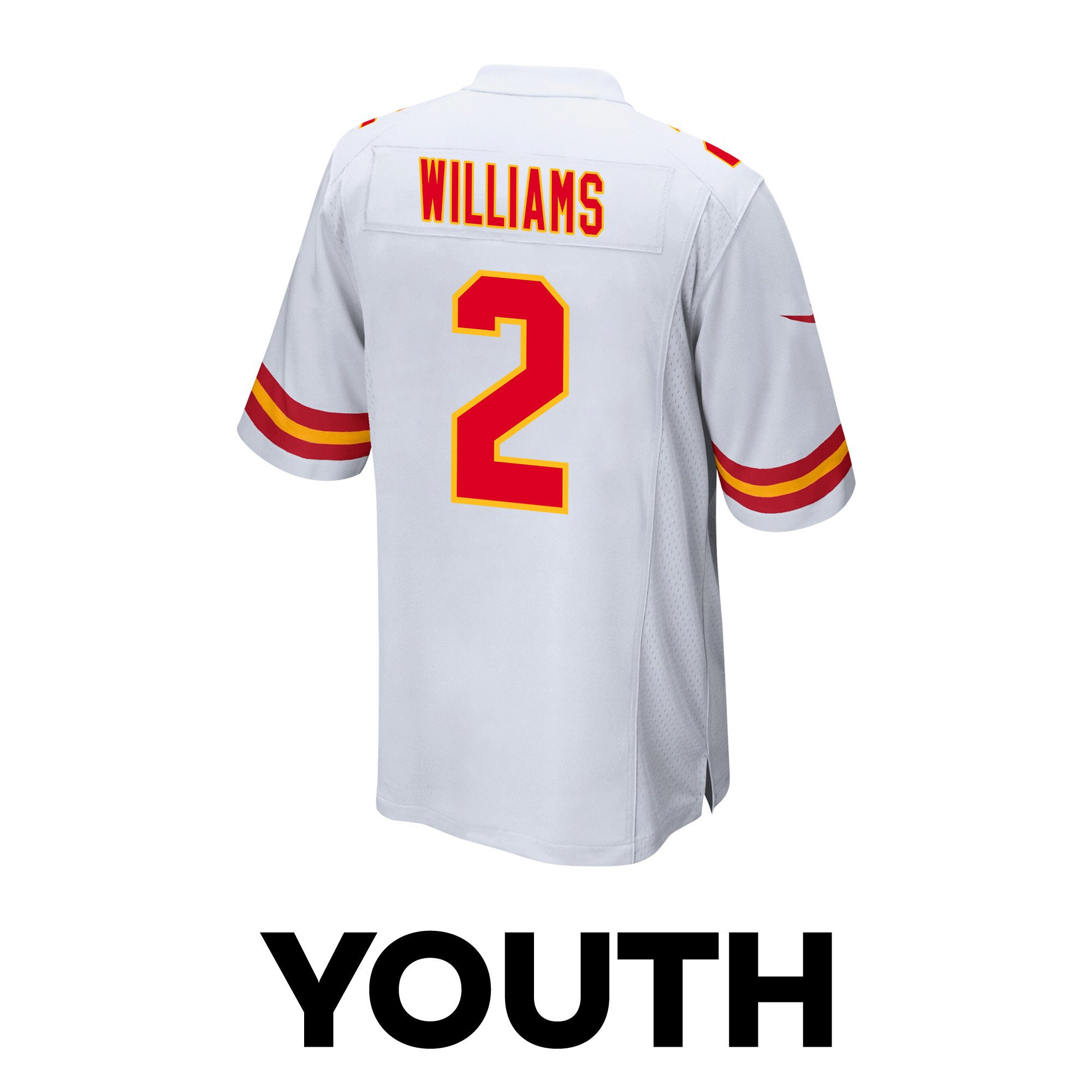 Joshua Williams #2 Kansas City Chiefs Super Bowl LVIII Champions 4X Game Jersey - Youth | White - Image 3