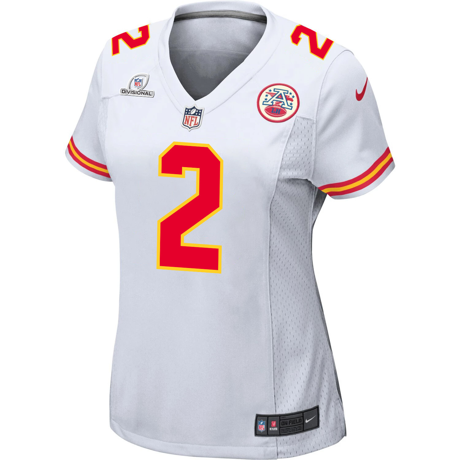 Alternative view of Joshua Williams #2 Kansas City Chiefs Super Bowl LVIII Patch Game Jersey - Women's | White