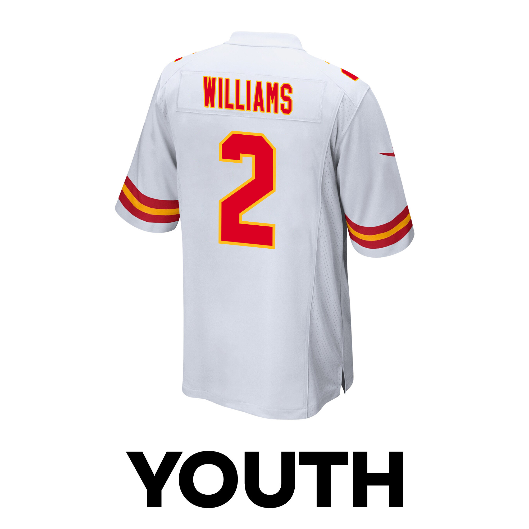 Joshua Williams #2 Kansas City Chiefs Super Bowl LVIII Patch Game Jersey - Youth | White - Image 3