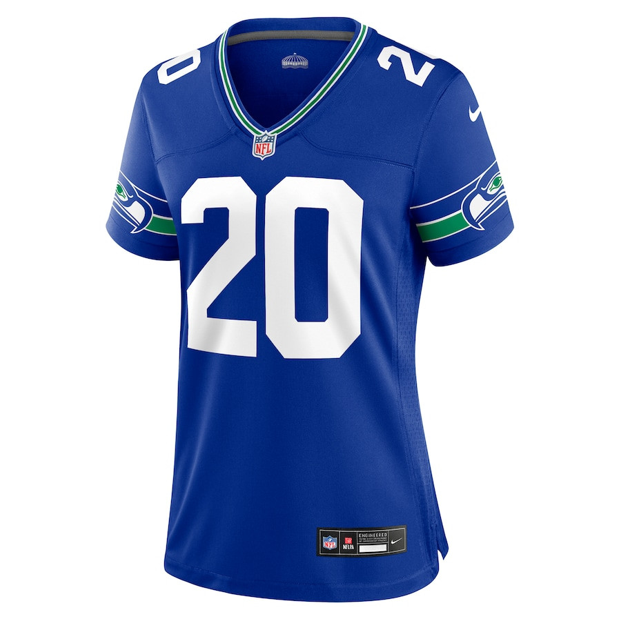 Alternative view of Julian Love #20 Seattle Seahawks Throwback Game Jersey - Women's | Royal