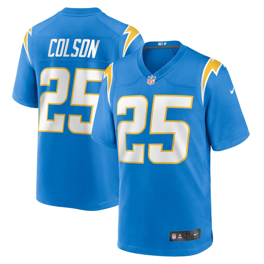 Junior Colson #25 Los Angeles Chargers Game Jersey - Men's | Powder Blue