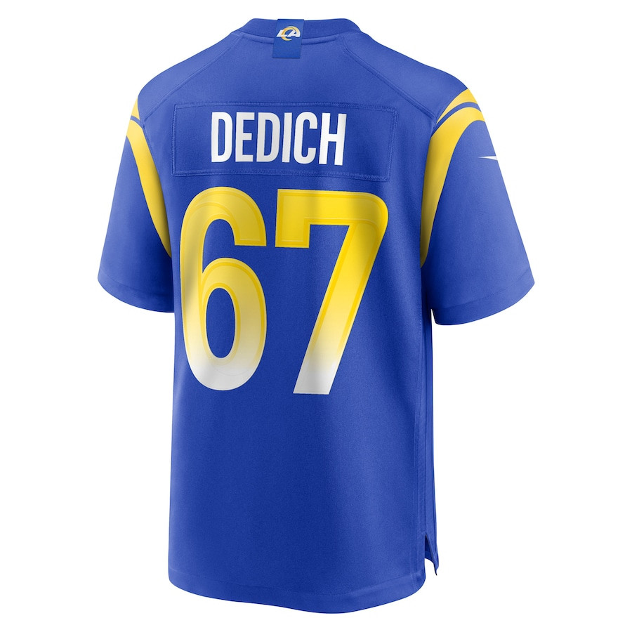 Justin Dedich #67 Los Angeles Rams Game Jersey - Men's | Royal - Image 3