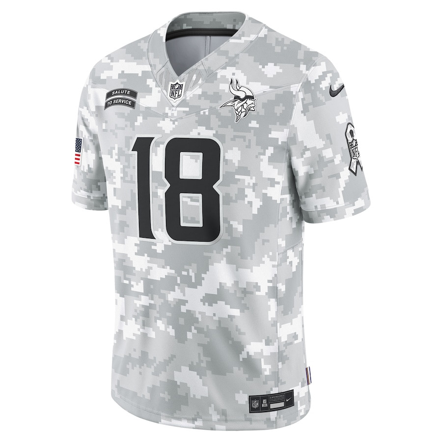 Alternative view of Justin Jefferson #18 Minnesota Vikings Salute To Service Limited Jersey - Men's | Arctic Camo