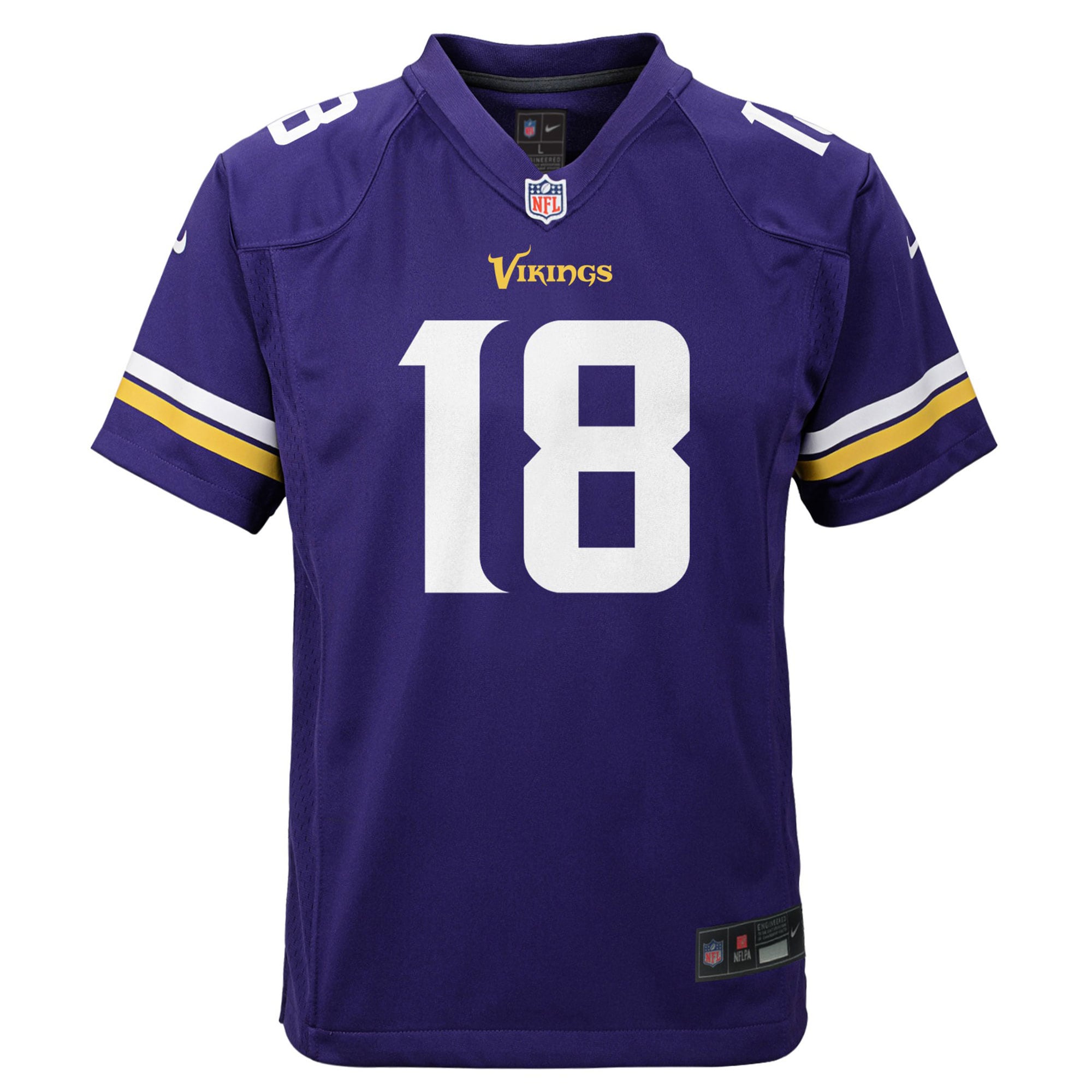Alternative view of Justin Jefferson Minnesota Vikings Game Jersey - Youth
