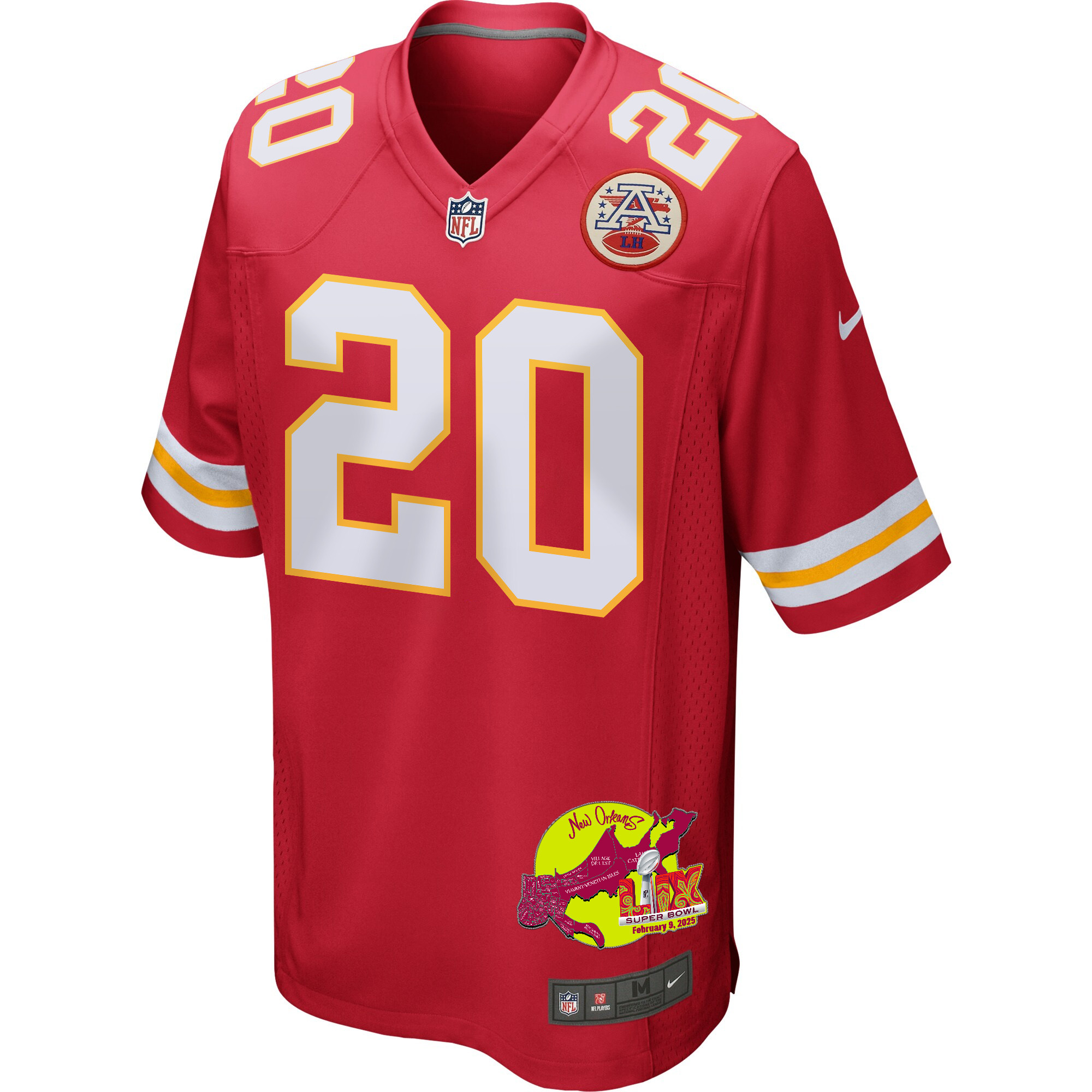 Justin Reid #20 Kansas City Chiefs Super Bowl LIX Game Jersey - Men's | Red - Image 3