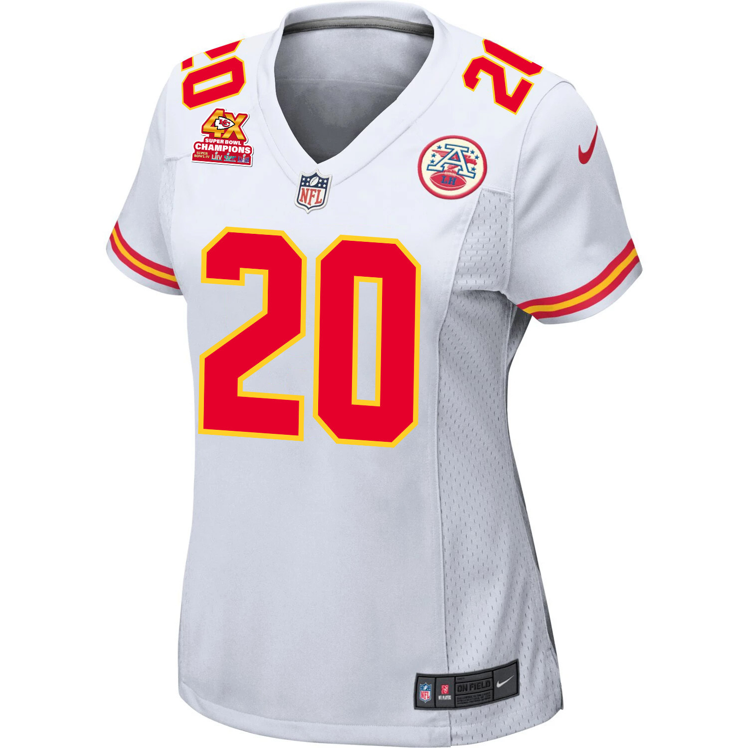 Justin Reid #20 Kansas City Chiefs Super Bowl LVIII Champions 4X Game Jersey - Women's | White - Image 2