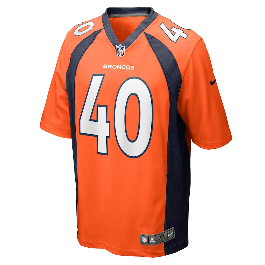 Alternative view of Justin Strnad #40 Denver Broncos Game Jersey - Men's | Orange