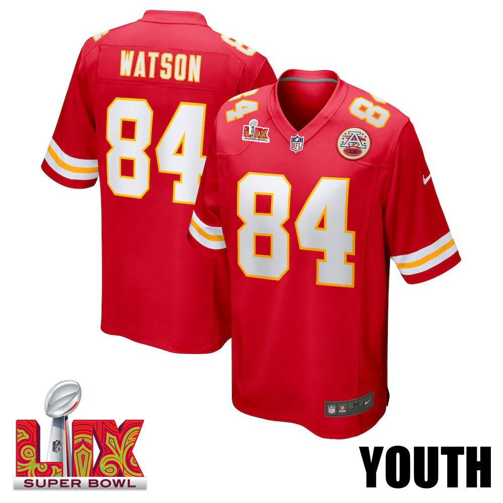 Justin Watson #84 Kansas City Chiefs Super Bowl LIX Game Jersey - Youth | Red