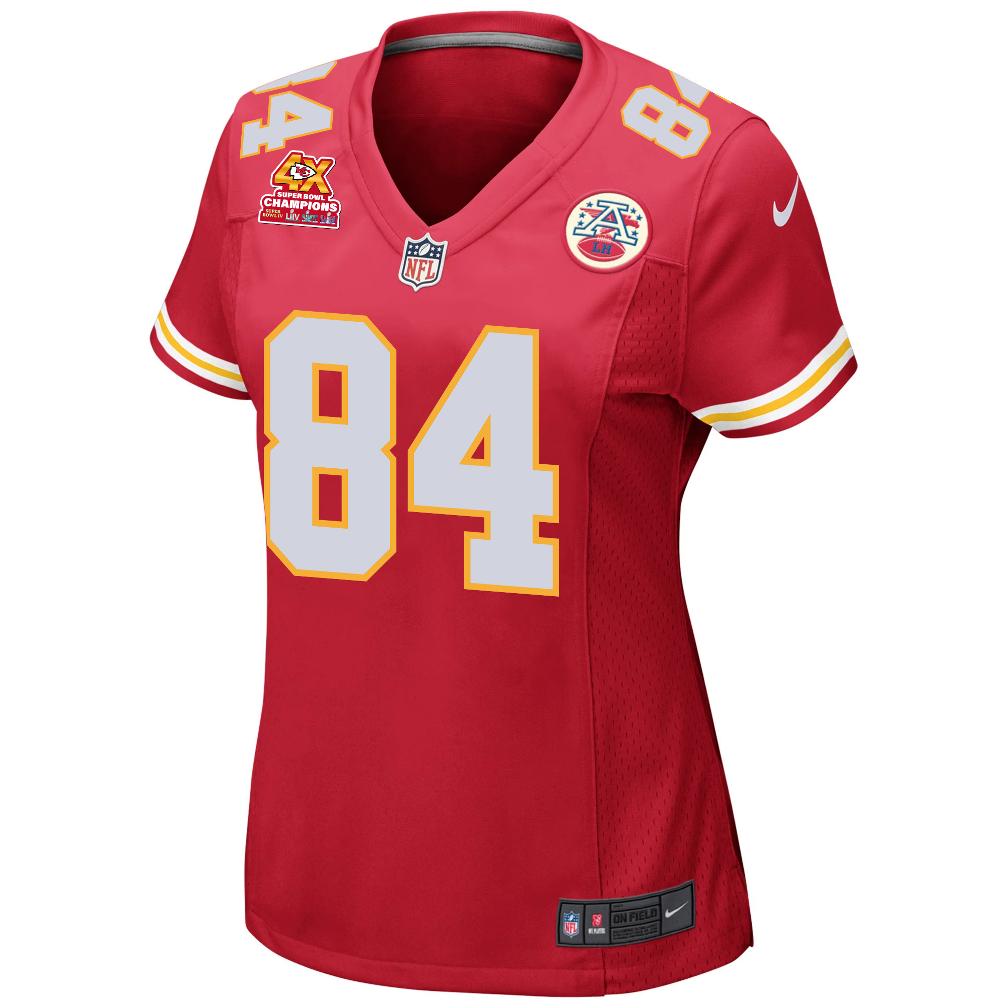 Alternative view of Justin Watson #84 Kansas City Chiefs Super Bowl LVIII Champions 4X Game Jersey - Women's | Red