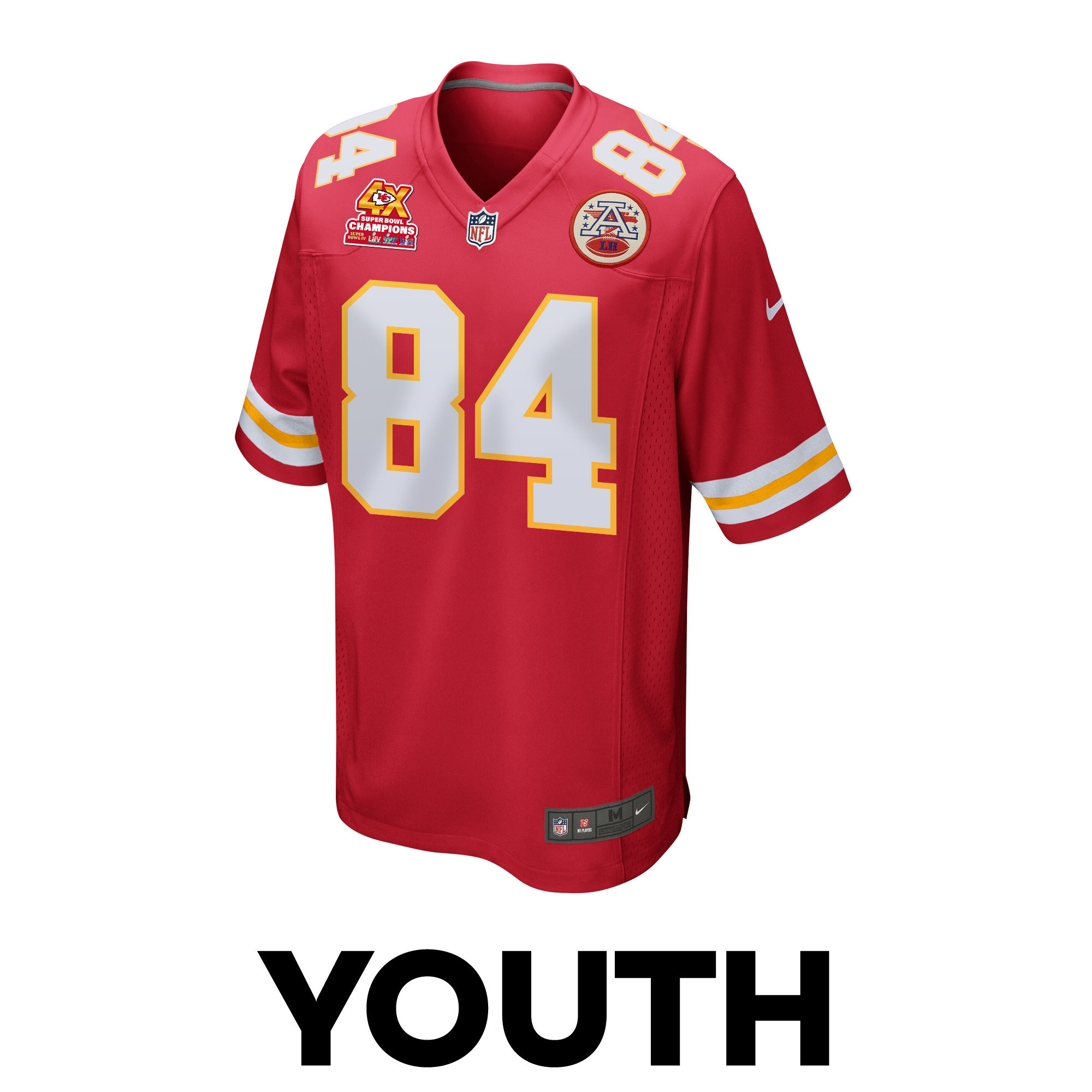 Alternative view of Justin Watson #84 Kansas City Chiefs Super Bowl LVIII Champions 4X Game Jersey - Youth | Red