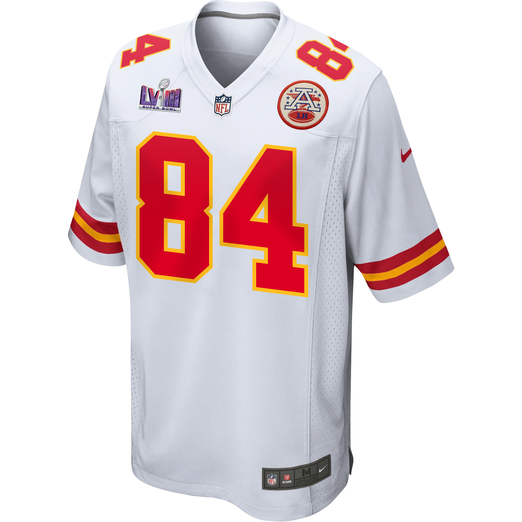 Alternative view of Justin Watson #84 Kansas City Chiefs Super Bowl LVIII Patch Game Jersey - Men's | White