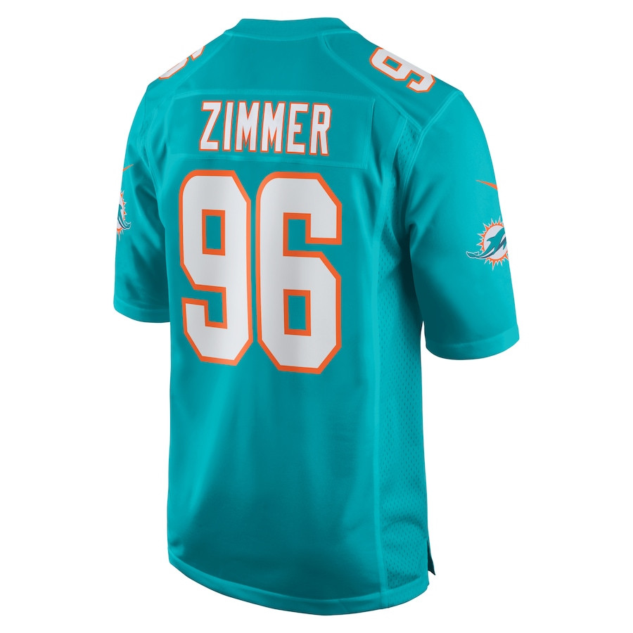 Justin Zimmer #96 Miami Dolphins Game Jersey - Men's | Aqua - Image 3