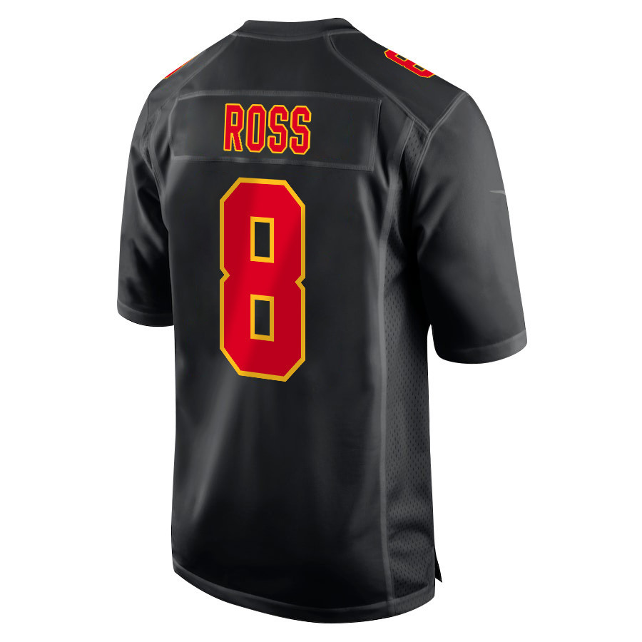 Justyn Ross #8 Kansas City Chiefs Super Bowl LVIII Champions 4 Stars Patch Game Jersey - Men's | Carbon Black - Image 3