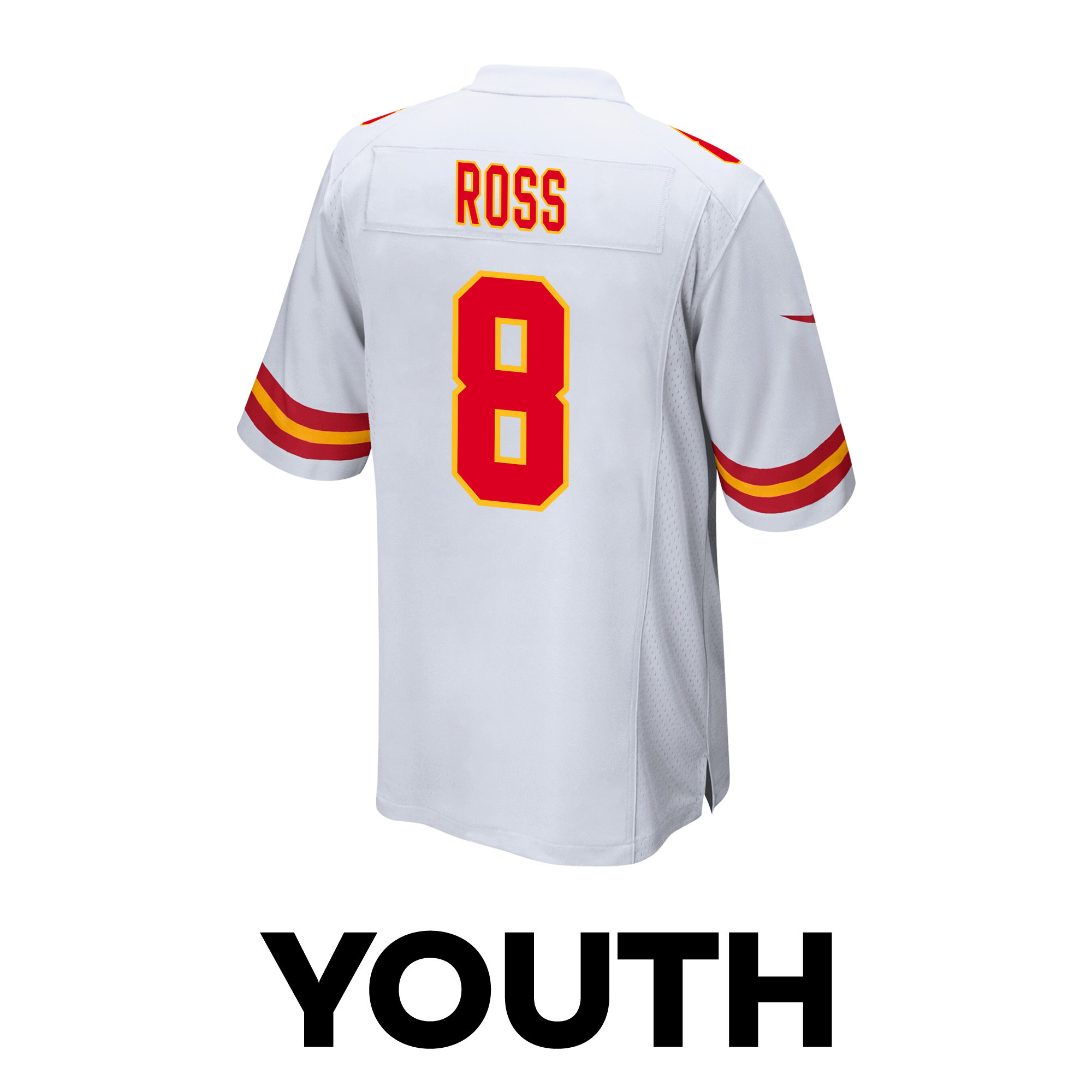 Justyn Ross #8 Kansas City Chiefs Super Bowl LVIII Patch Game Jersey - Youth | White - Image 3