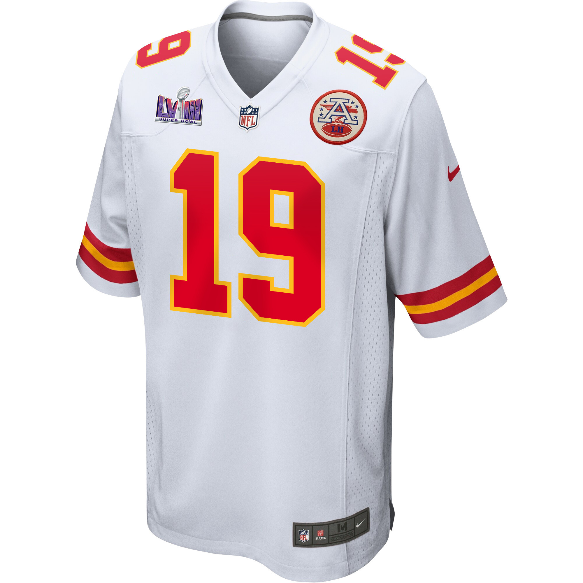 Alternative view of Kadarius Toney #19 Kansas City Chiefs Super Bowl LVIII Patch Game Jersey - Men's | White