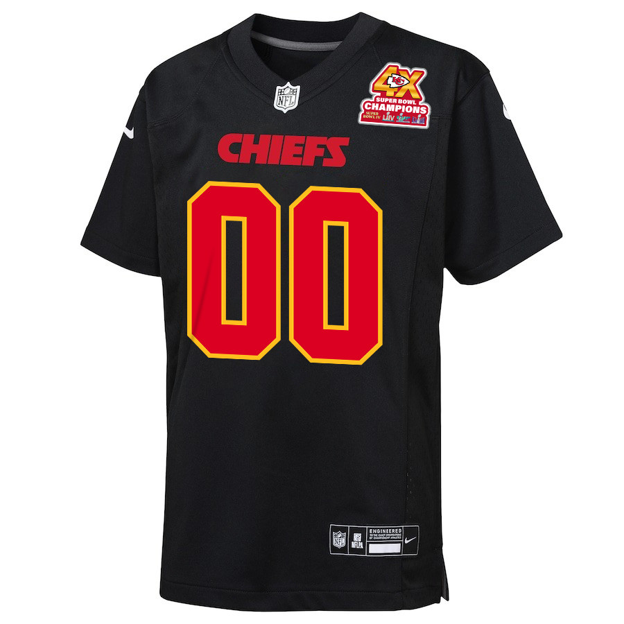 Alternative view of Kansas City Chiefs Super Bowl LVIII Champions 4X Game Jersey - Youth | Carbon Black