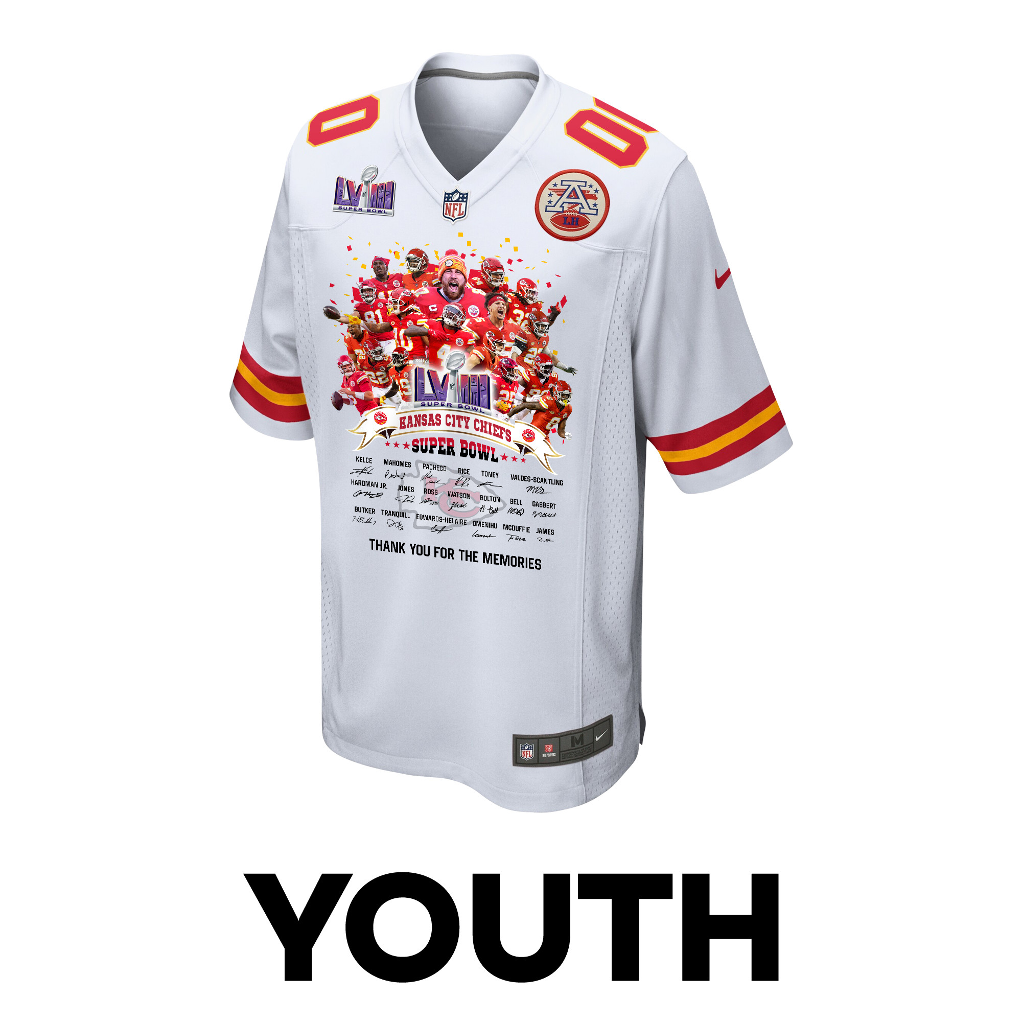 Kansas City Chiefs Super Bowl LVIII Game Jersey - Youth | White - Image 2