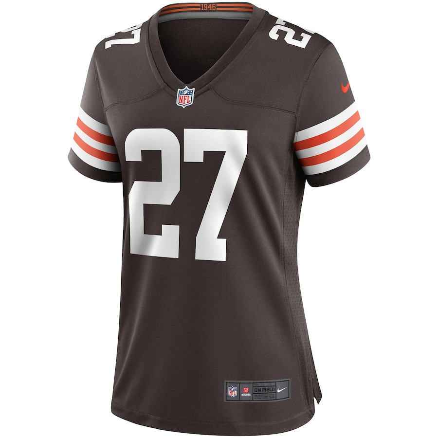Alternative view of Kareem Hunt #27 Cleveland Browns Game Jersey - Women's | Brown