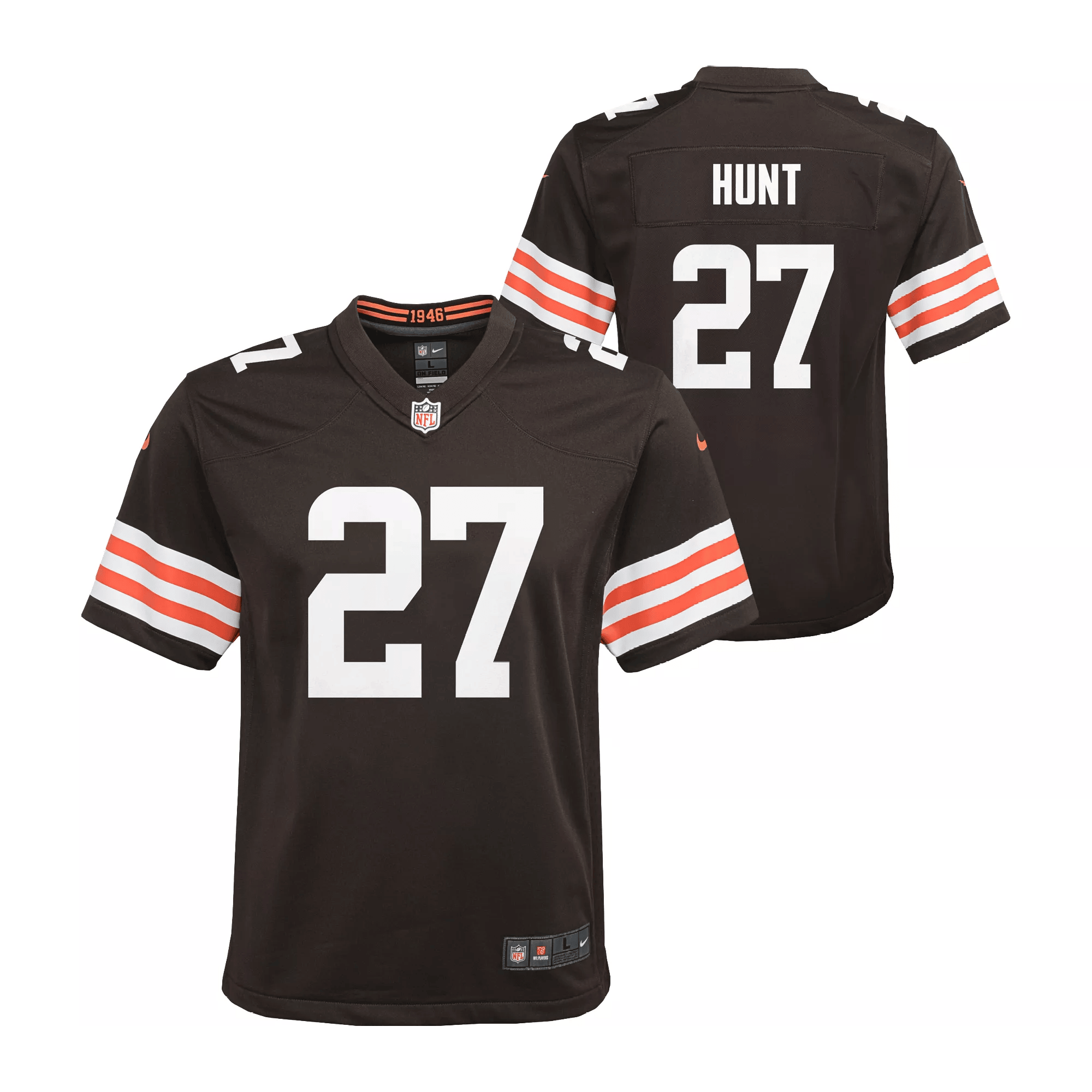 Kareem Hunt #27 Cleveland Browns Game Jersey - Youth | Brown