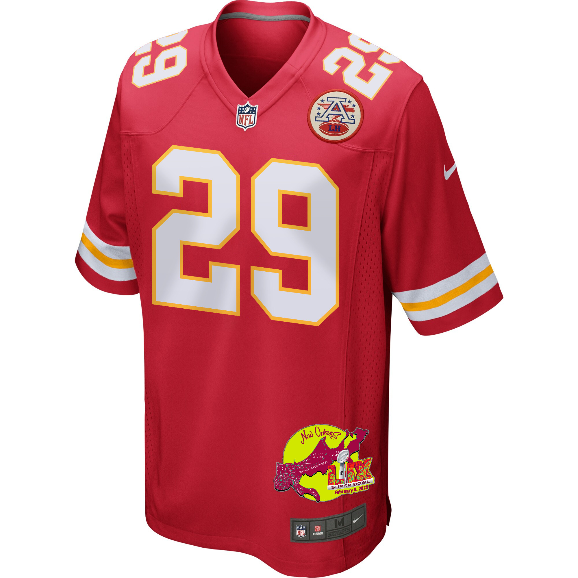 Kareem Hunt #29 Kansas City Chiefs Super Bowl LIX Game Jersey - Men's | Red - Image 3