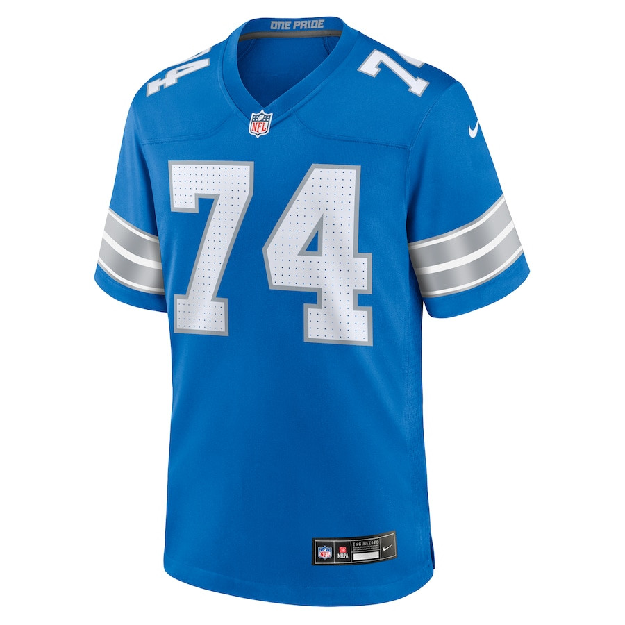 Alternative view of Kayode Awosika #74 Detroit Lions Game Jersey - Men's | Blue