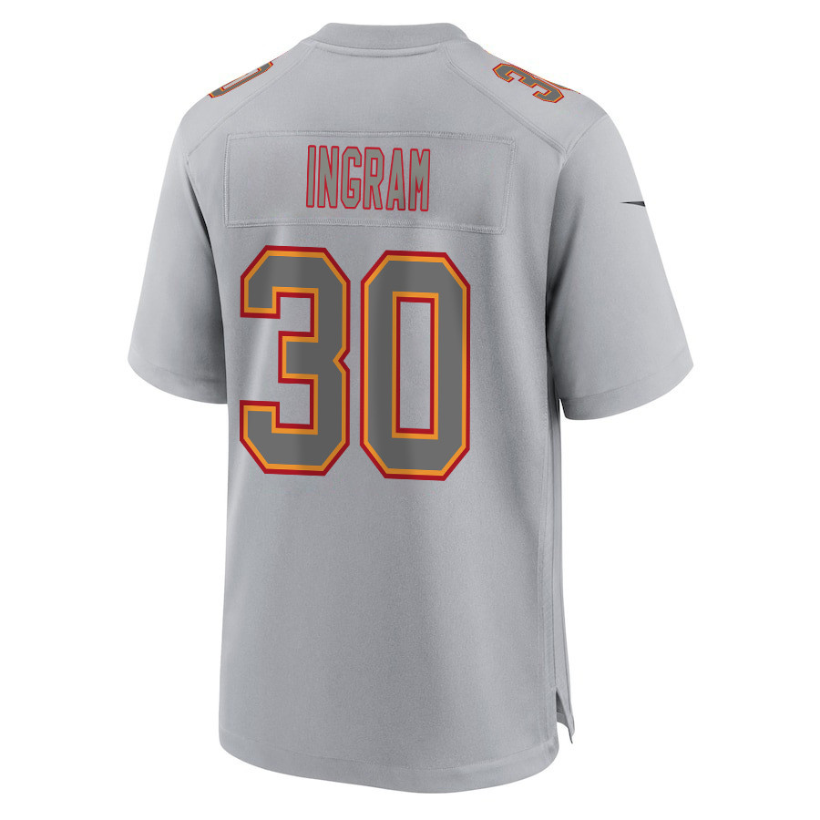 Keaontay Ingram #30 Kansas City Chiefs Super Bowl LVIII Champions 4X Game Jersey - Men's | Gray - Image 3