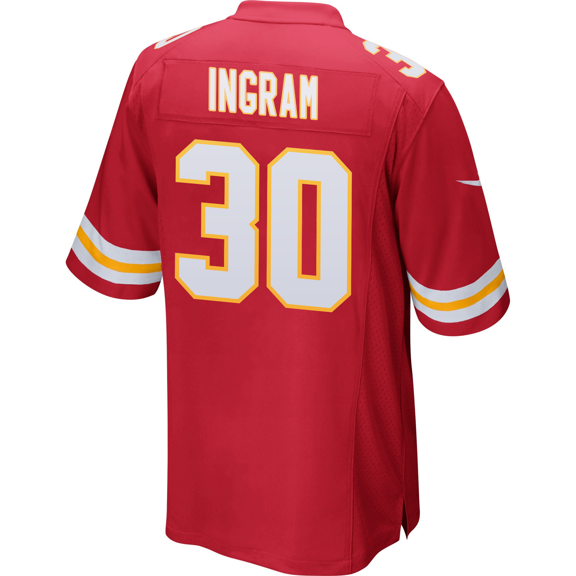 Keaontay Ingram #30 Kansas City Chiefs Super Bowl LVIII Patch Game Jersey - Men's | Red - Image 3