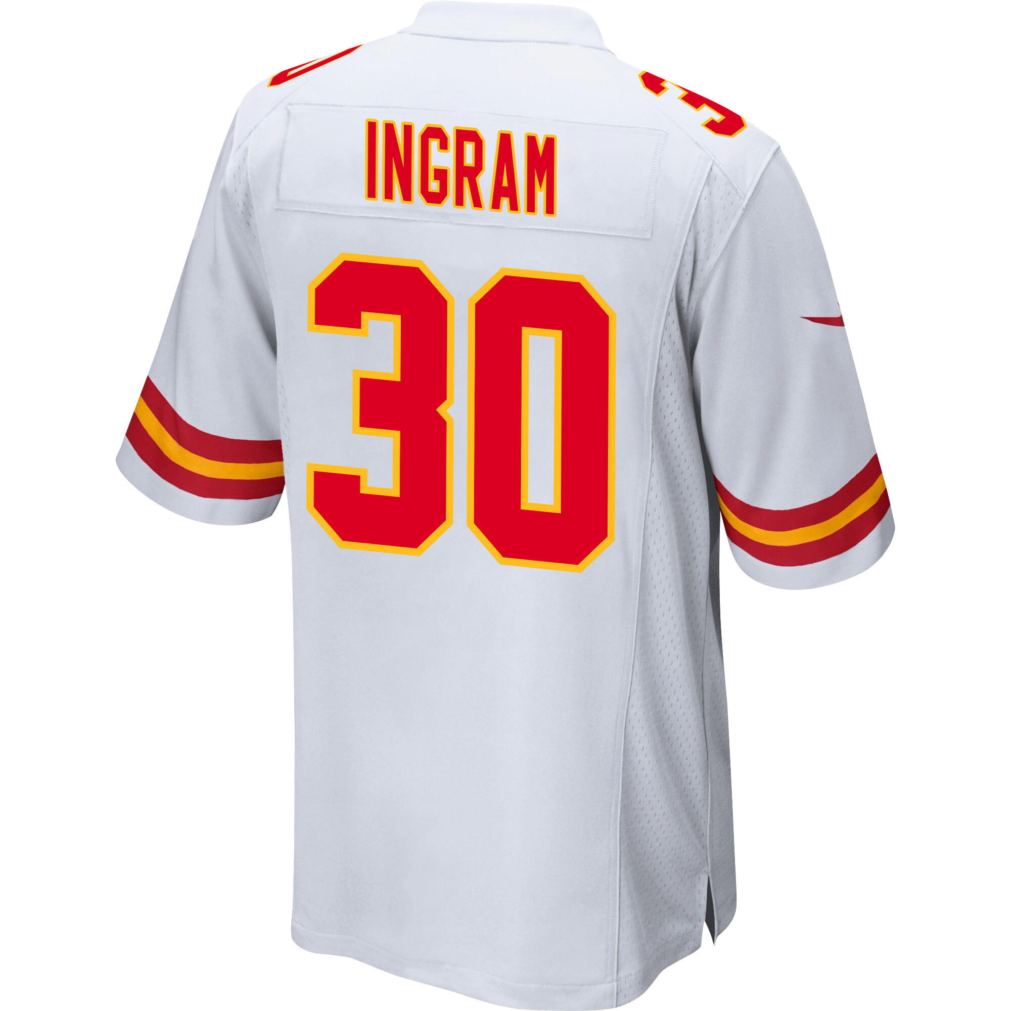 Keaontay Ingram #30 Kansas City Chiefs Super Bowl LVIII Patch Game Jersey - Men's | White - Image 3
