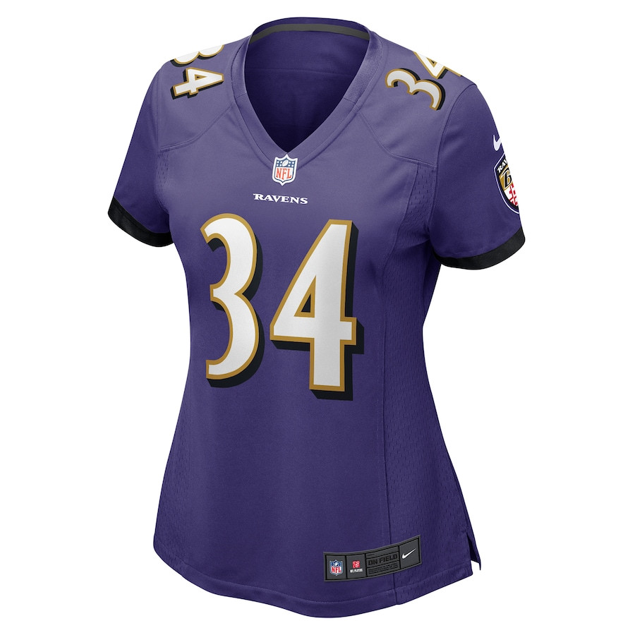 Alternative view of Keaton Mitchell #34 Baltimore Ravens Game Jersey - Women's | Purple