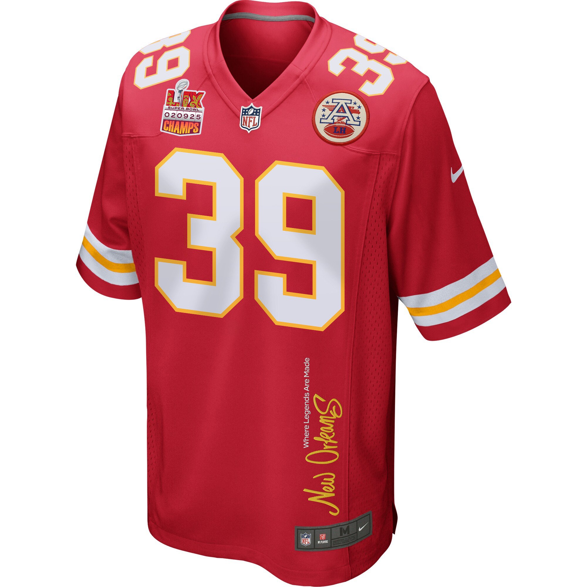 Keith Taylor #39 Kansas City Chiefs Super Bowl LIX Champions Patch Legend Jersey - Men's | Red - Image 3