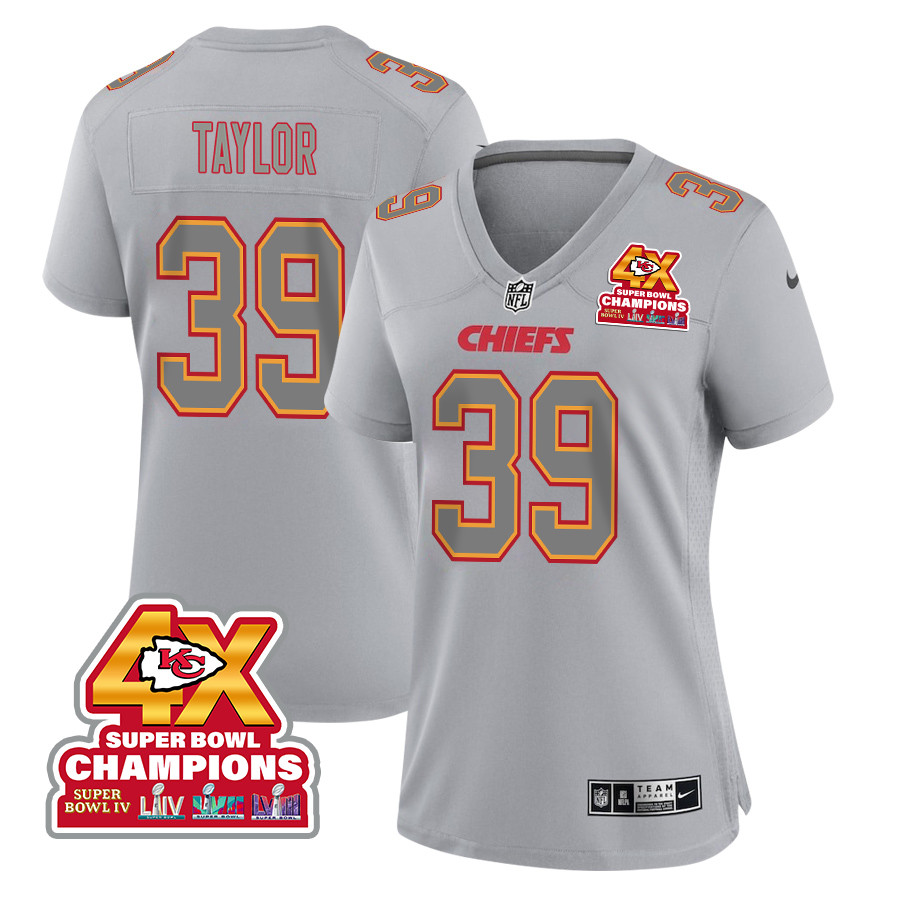 Keith Taylor #39 Kansas City Chiefs Super Bowl LVIII Champions 4X Game Jersey - Women's | Gray