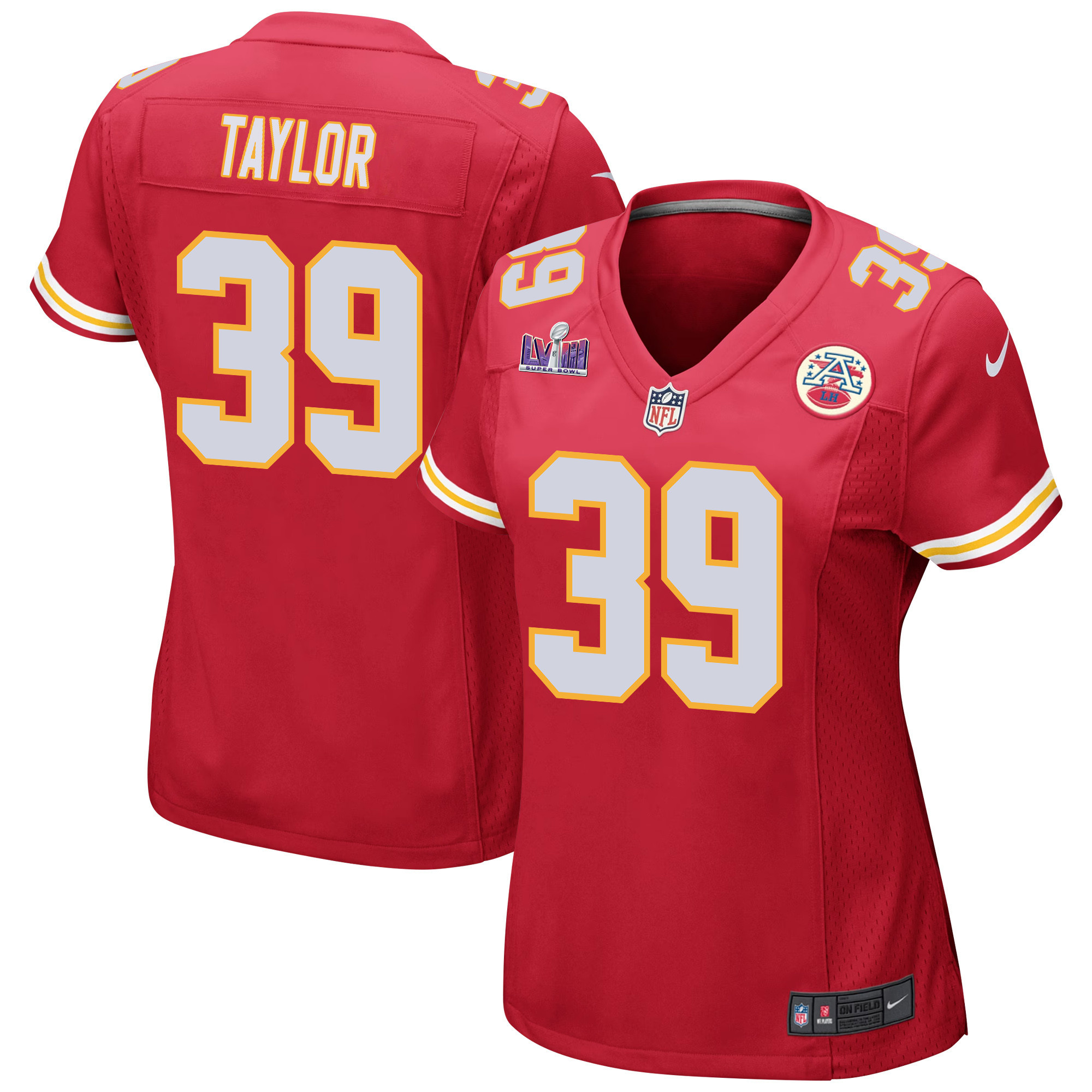 Keith Taylor #39 Kansas City Chiefs Super Bowl LVIII Patch Game Jersey - Women's | Red