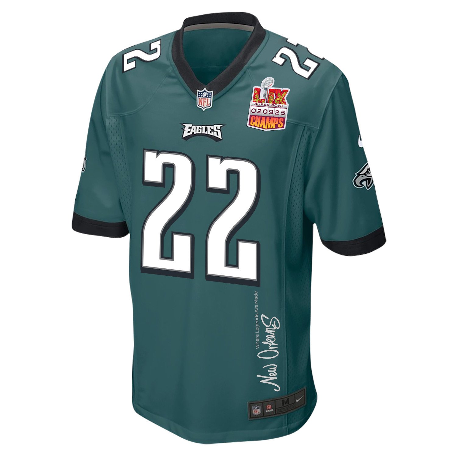 Kelee Ringo #22 Philadelphia Eagles Super Bowl LIX Champions Patch Legend Jersey - Men's | Midnight Green - Image 3