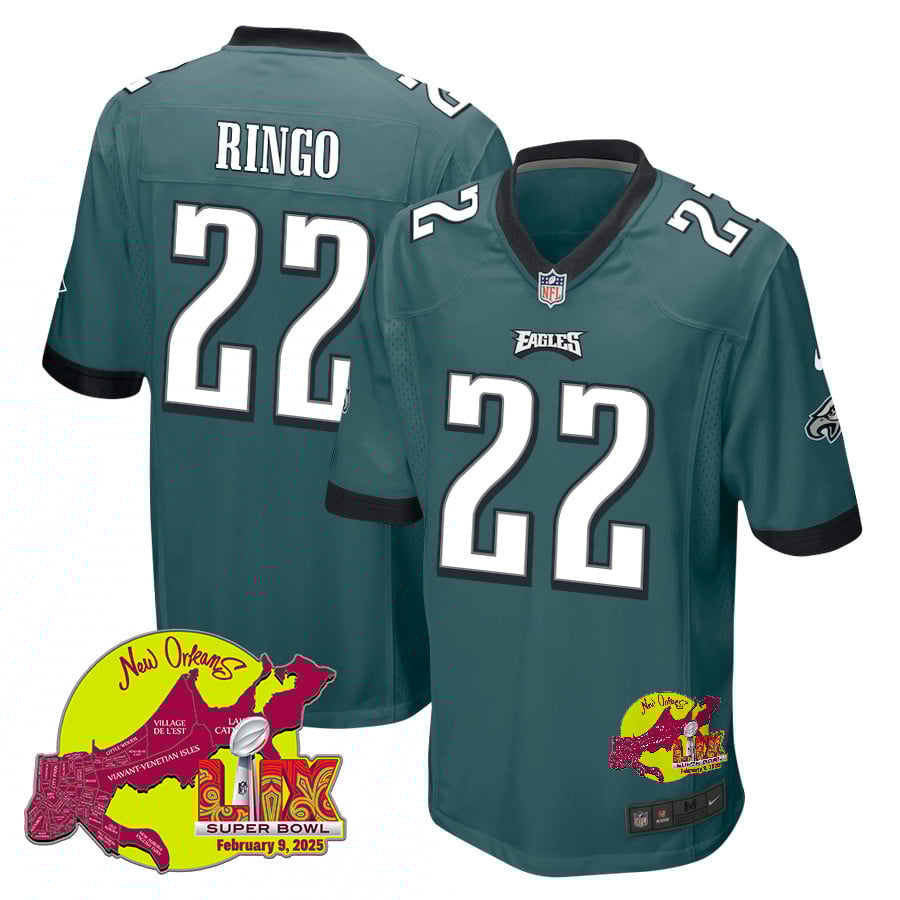 Kelee Ringo #22 Philadelphia Eagles Super Bowl LIX Game Jersey - Men's | Midnight Green