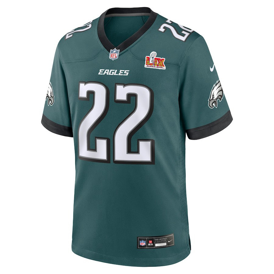 Alternative view of Kelee Ringo #22 Philadelphia Eagles Super Bowl LIX Game Jersey - Youth | Midnight Green