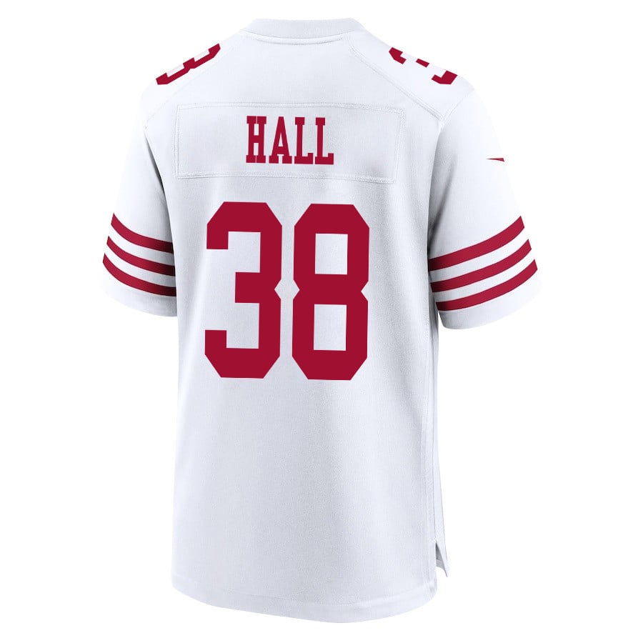 Kemon Hall #38 San Francisco 49ers Super Bowl LVIII Patch Game Jersey - Men's | White - Image 3